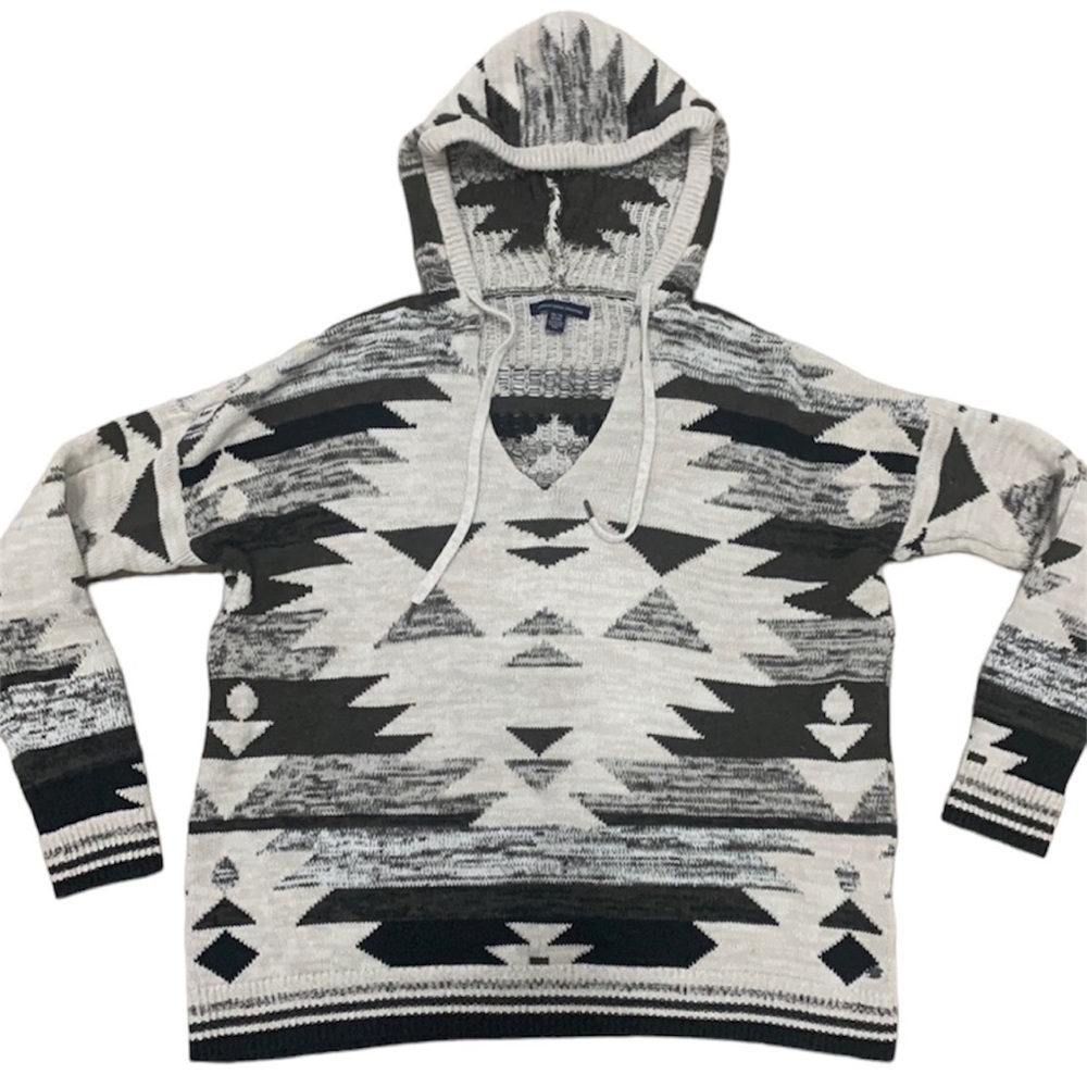 American Eagle Aztec Southwestern Boho Print Long Sleeve Sweater Hoodie XS